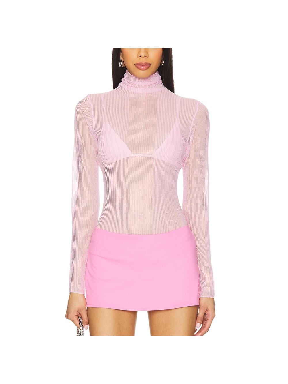 Ser.o.ya Ribbed Ballet Pink Piper Turtleneck Sweater Size XS